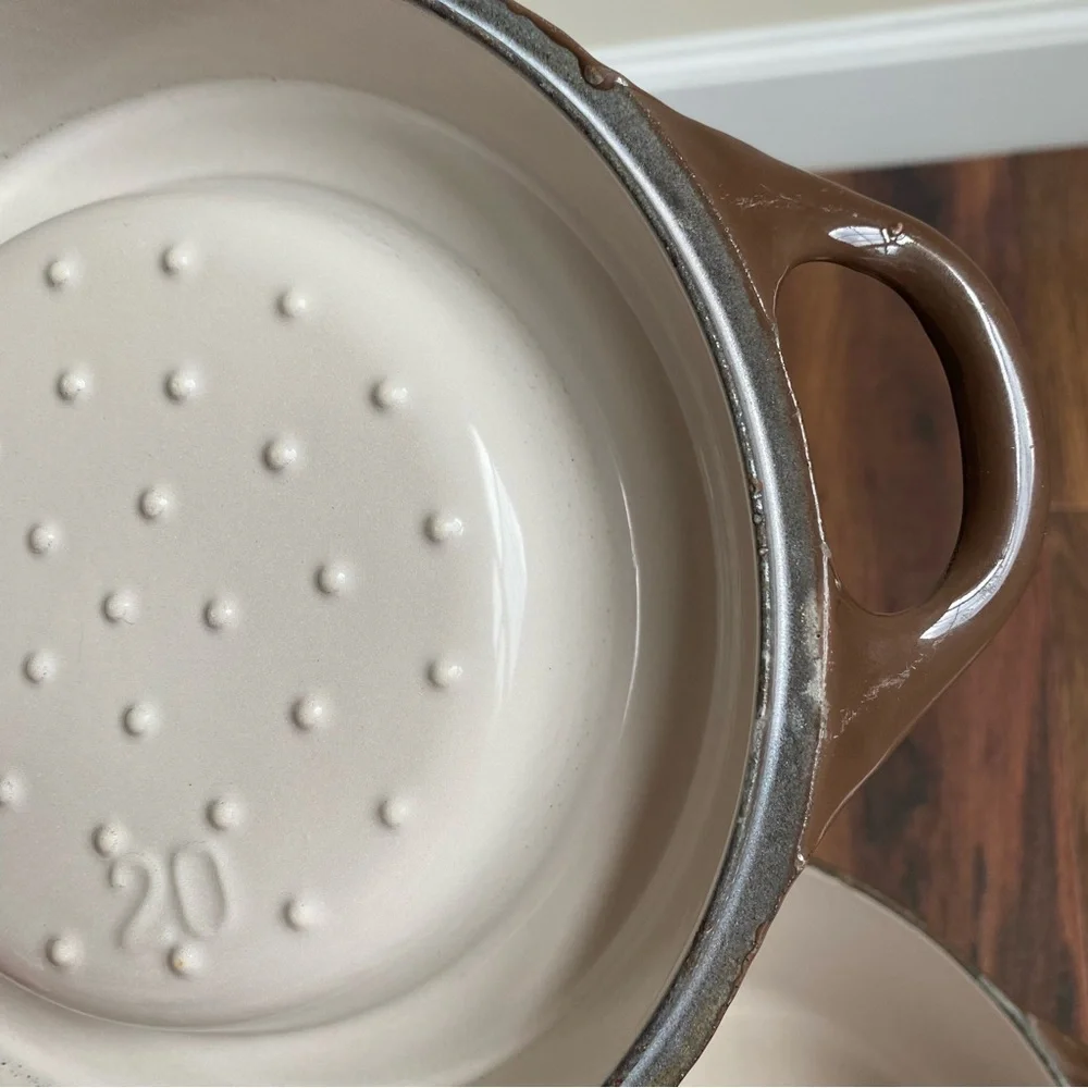VTG Le Creuset Doufeu Cousances #20 Brown Ceramic Cast Iron Pot Dutch Oven